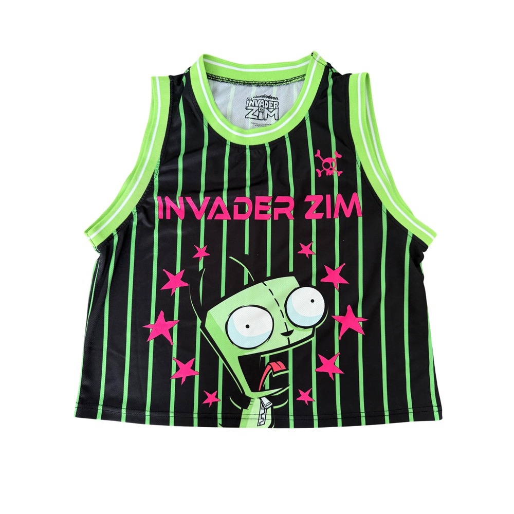 Invader Zim GIR Hot Topic Jersey Tank Top Neon Green Pink Women's Medium 2025